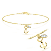 Heart Anchor Shaped with CZ Anklet ANK-199-GP